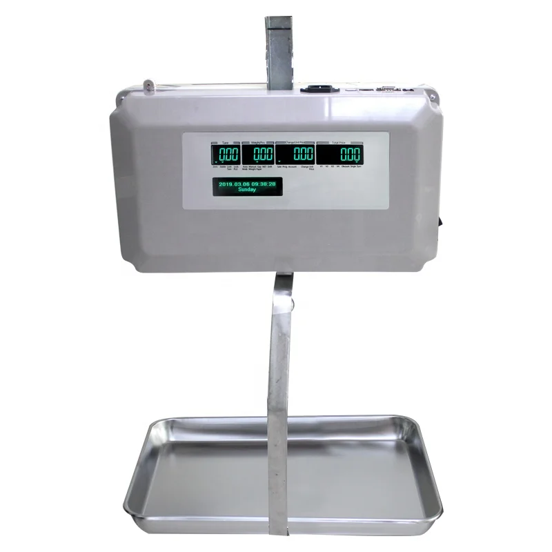 30kg Stainless Steel SS Tray Pan Supermarket Hanging Scale Price Label Printing Hanging Scale For Seafood