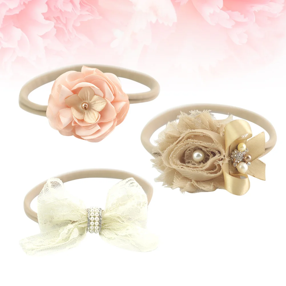 

3Pcs Baby Hair Ties High Quality Material Soft Breathable Hair Accessories for Newborns Toddlers Girls Daily Wear Photo Shoot