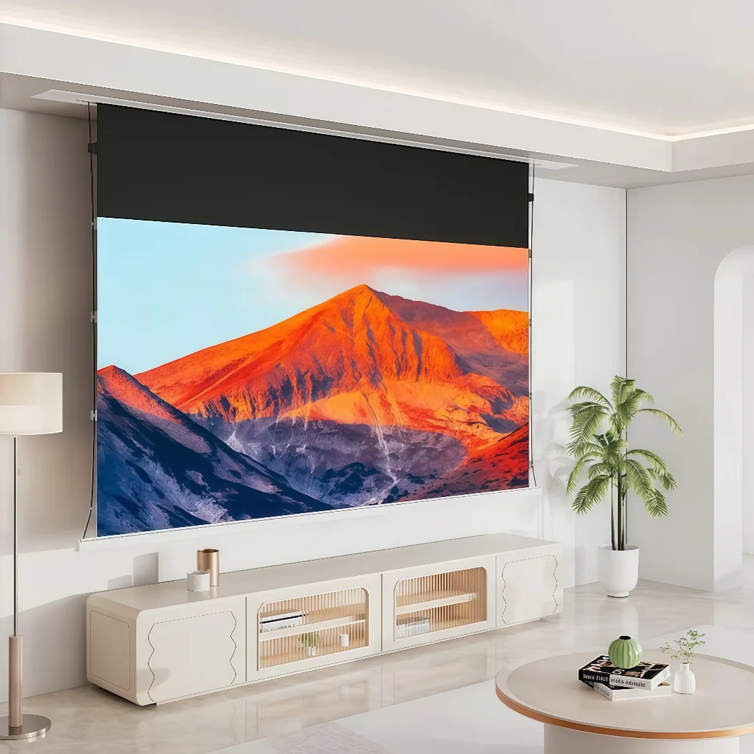 MIVISION 8K Long Throw Fresnel ALR Ambient Light Rjecting Motorized Hidden In Ceiling Recessed Projector Screen W/USB Trigger
