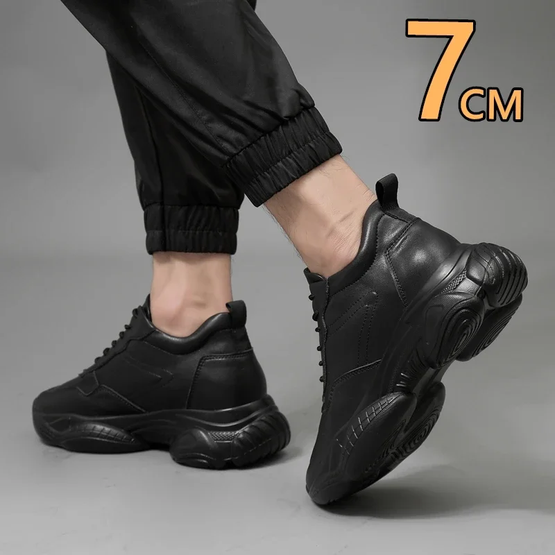 Booster Shoes Women Elevator Sneakers Height Increase Insole 7cm for Men White Black Lift Soports Unisex Plus Size 36-44