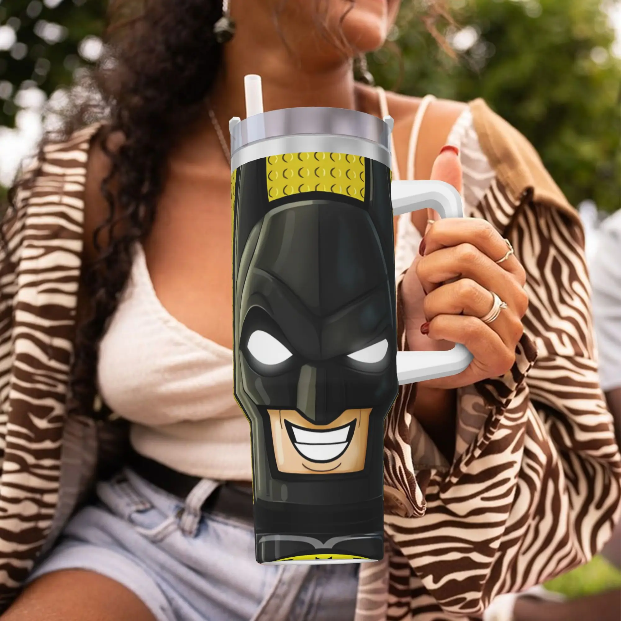 Stainless Steel Tumbler B-Batmans Cartoon Mugs Cup With Straws 3D Travel Hot Drinks Water Bottle Insulated 40oz Thermal Cups view 5