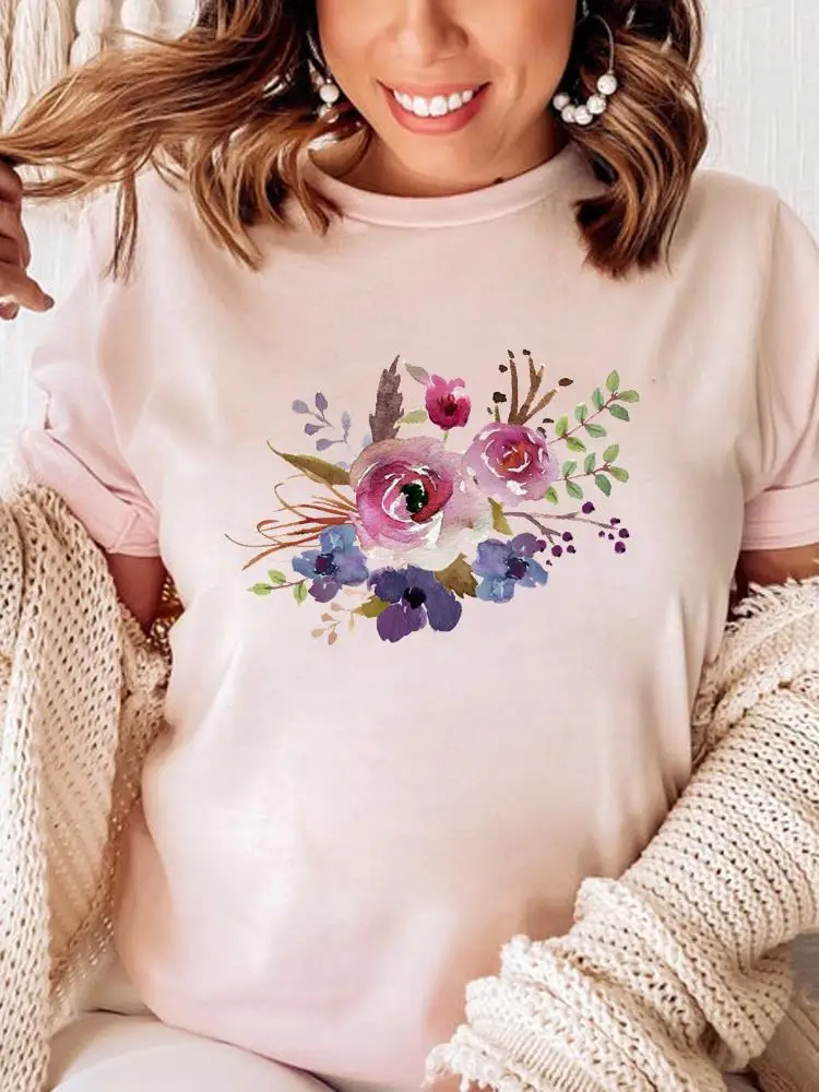 

Clothes Women Female 90s Style Summer T Clothing Print Graphic Flower Painting Lovely Tee Fashion Short Sleeve Casual T-shirts