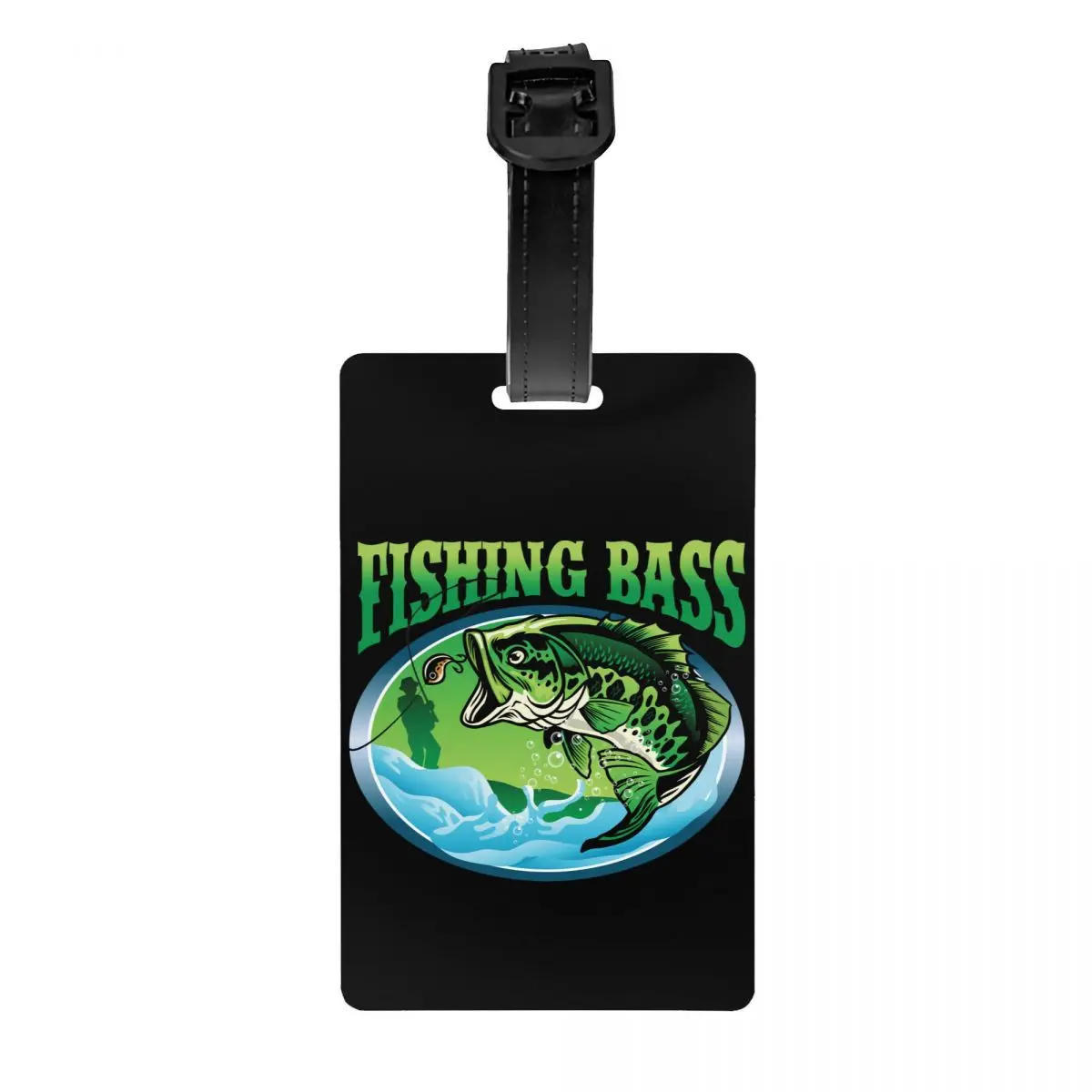 Custom Fish Fisherman Fishing Bass Luggage Tag With Name Card Privacy Cover ID Label for Travel Bag Suitcase