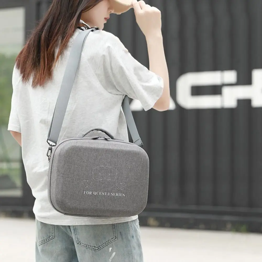 Shockproof VR Glasses Storage Bag Anti-Scratch Large Capacity VR Shoulder Bag with Shoulder Belt Anti-fall for QUEST 3/3S