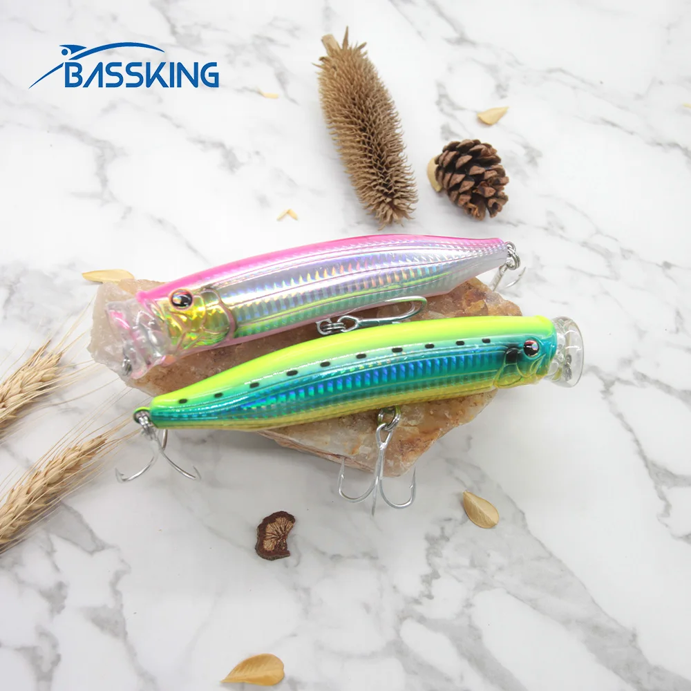 BASSKING Saltwater Fishing Lure Topwater Popper 150mm 58g Wobbler Floating Artificial Plastic Hard Bait for Sea Bass Fish Tackle