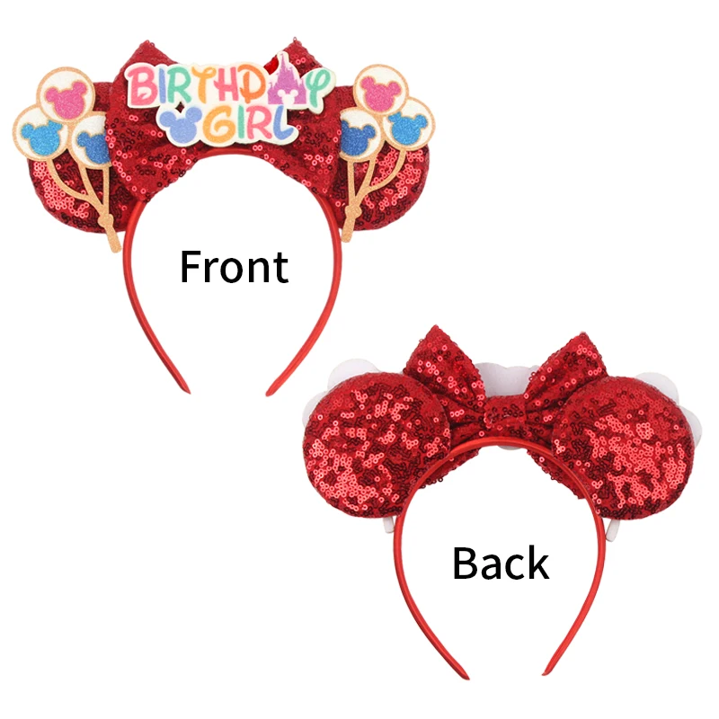 Girls Boys Happy Birthday Disney Mouse Ears Hoofdband Voor Meisjes Lovertjes Haarband Festival Feest Cosplay Diy Haaraccessoires