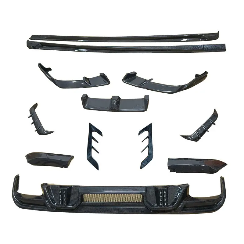 X6M F96 LD Style Carbon Fiber Front Lip Diffuser Side Skirt Vent Body Kit for BMW X6M F96 2019-2023