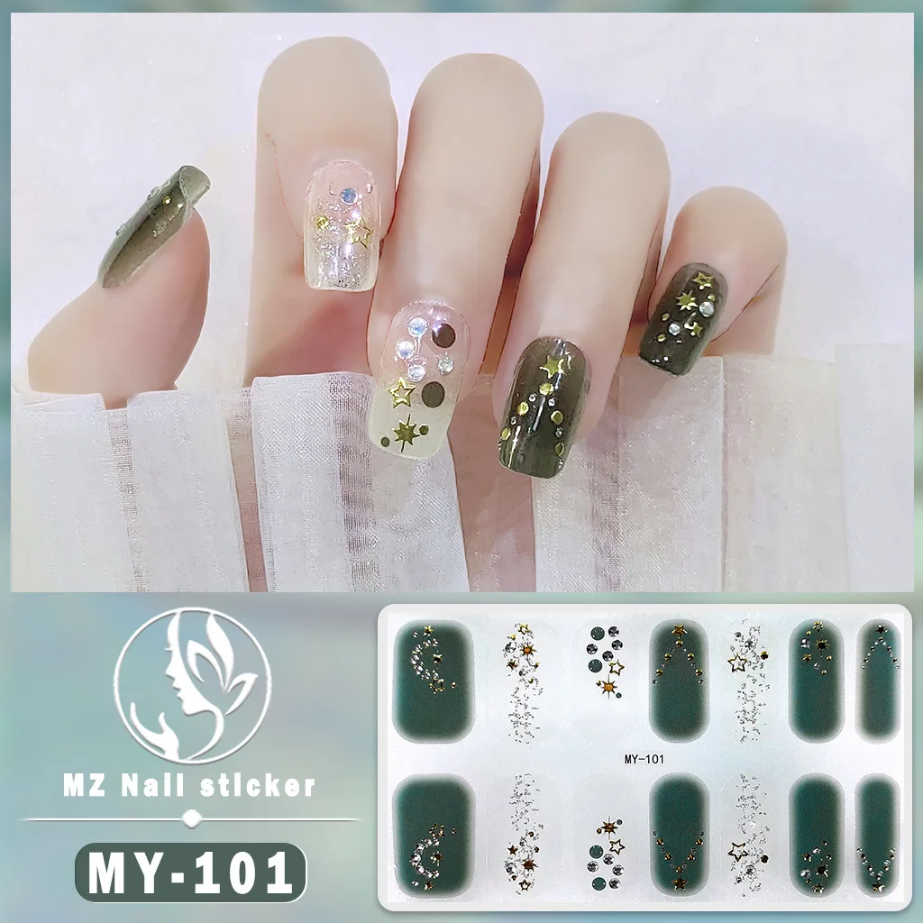 Bake free gel 3D nail sticker Full coverage nail polish film sticker Japanese and Korean waterproof diamond like nail sticker