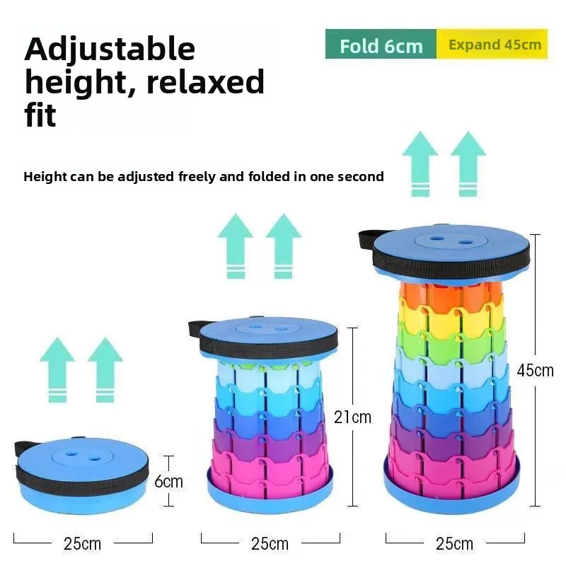 Extra-thick Reinforced Folding Stool, Outdoor Travel Portable Small Stool, Multi-functional Rainbow Stool Camping Chairs Camping image 6