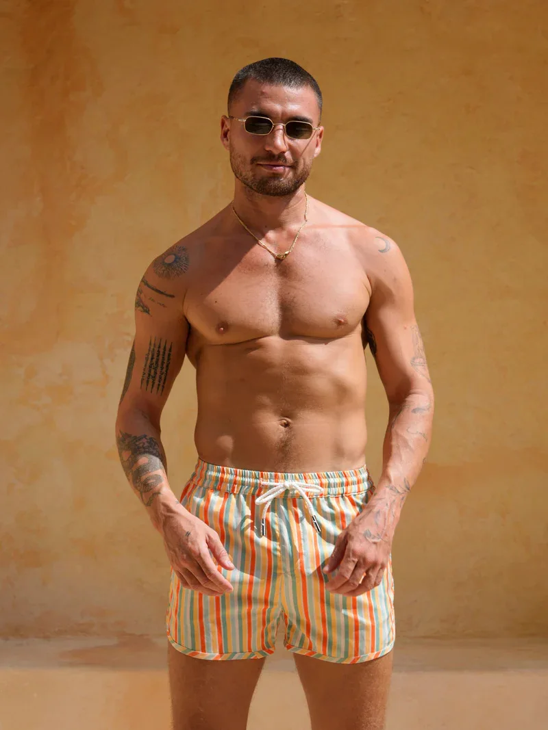 Summer Men's Sporty Casual Shorts - Polyester Woven Quick-Drying Fully Printed Fitness Single-Layer Beach Pants for Men