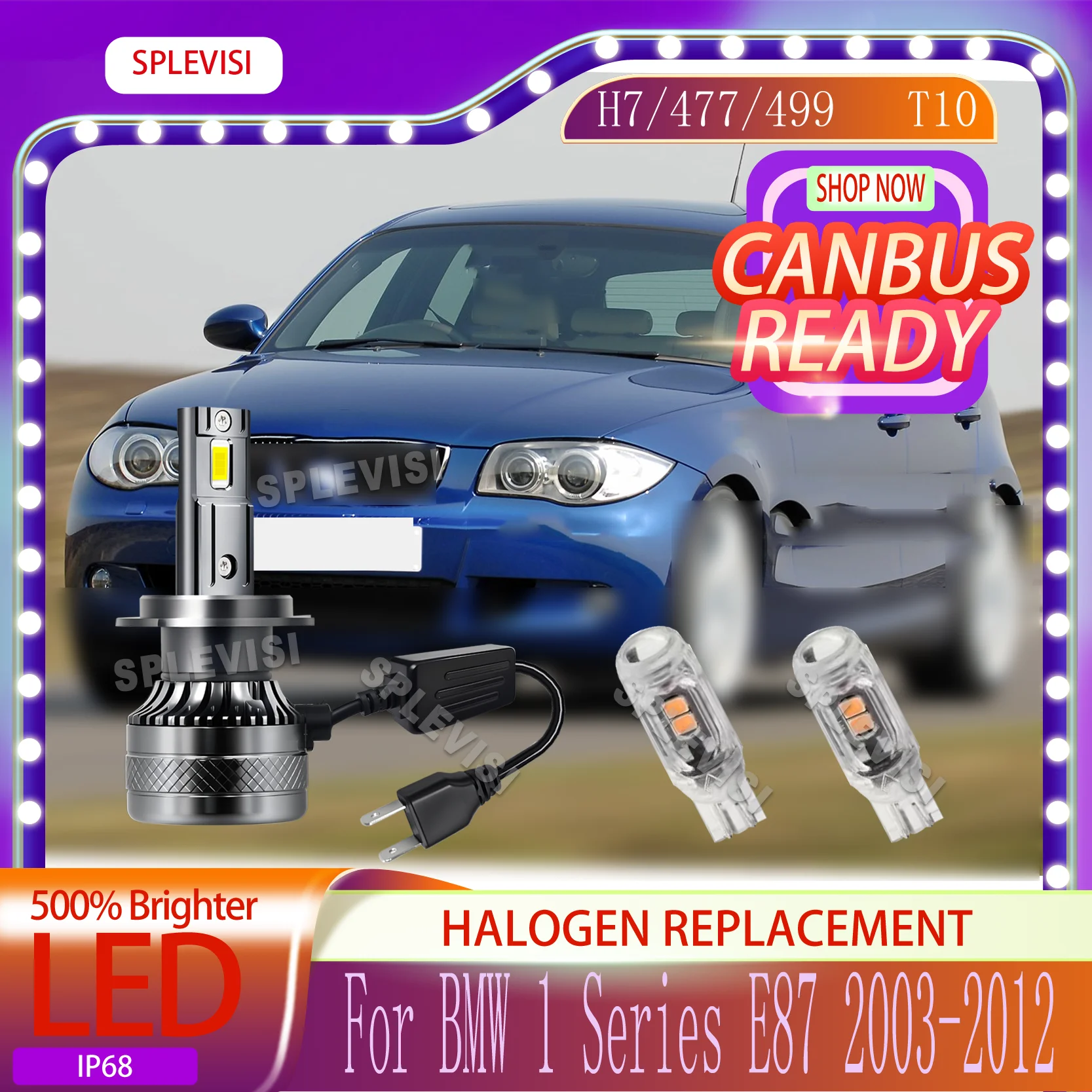 

6000K Cool White Safe Night Driving H7 477 LED HEADLIGHT For BMW 1 Series E87 2003 2004 2005 2006 2007 2008 2009 2010 2011 2012