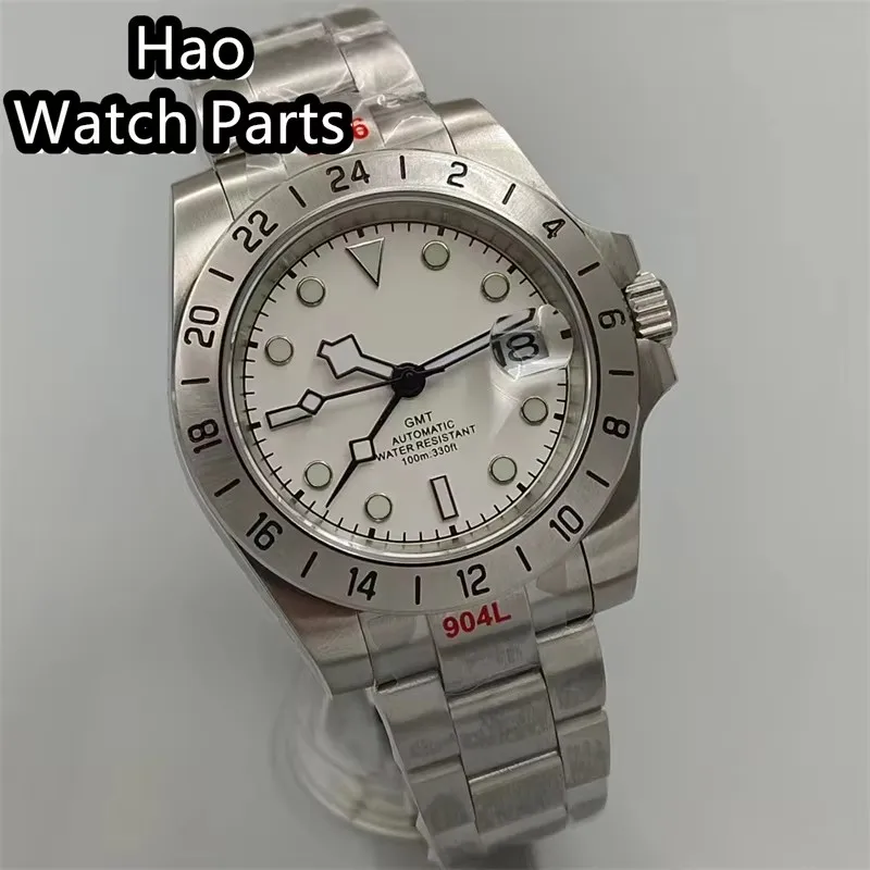 BLIGER 40 ملم NH34 GMT ساعة ميكانيكية للرجال أخضر مضيء أبيض أسود أزرق مينا زجاج الياقوت حزام من الفولاذ المقاوم للصدأ