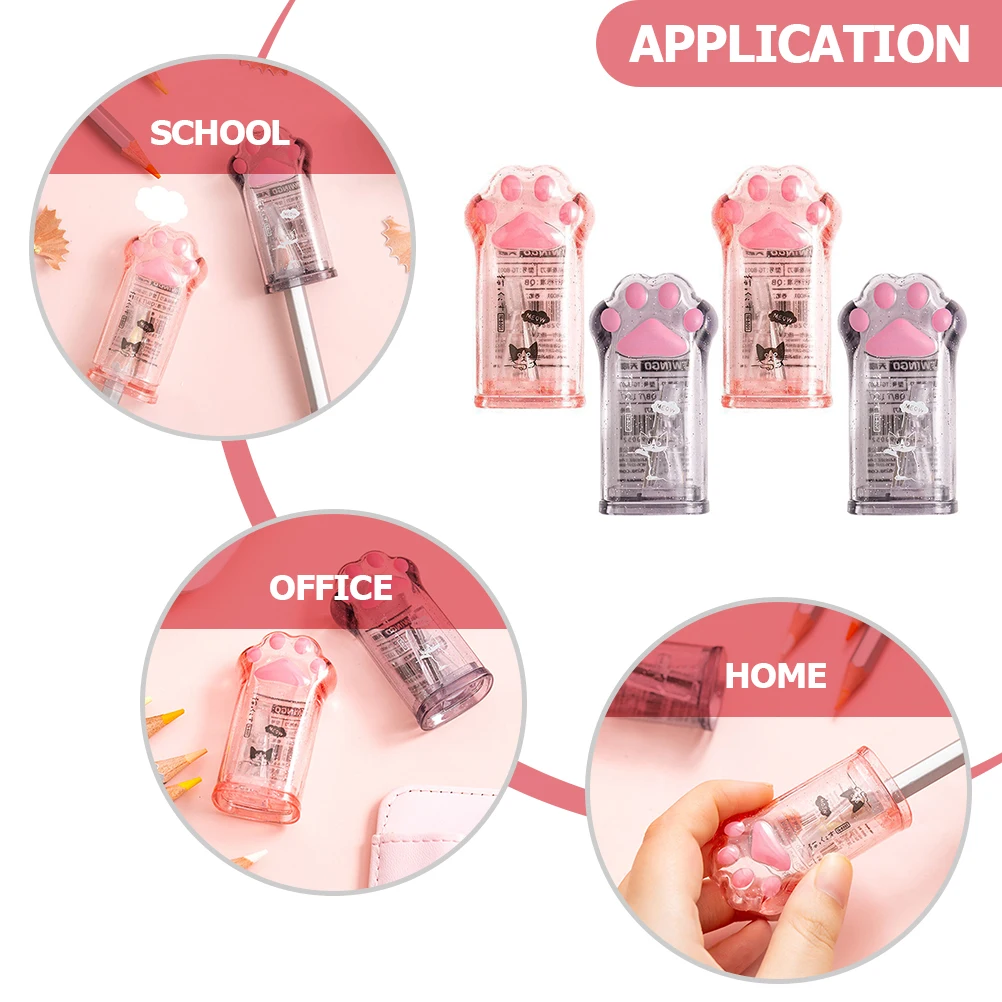 

4 Pcs Cat pencil Pens Sharpener Professional Kawaii School Stationery Child Equipment