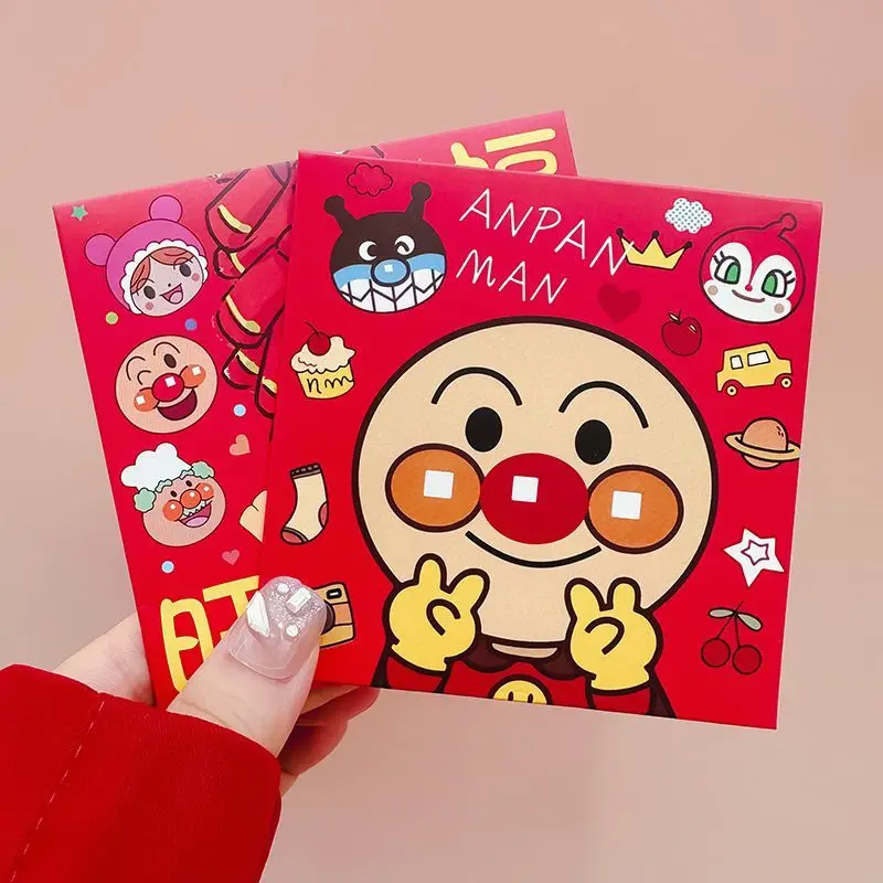 New Year Kawaii 10pcs Anpanman Red Envelope Cartoon Creative Congratulation Red Packet Anime Peripheral Children Holiday Gifts