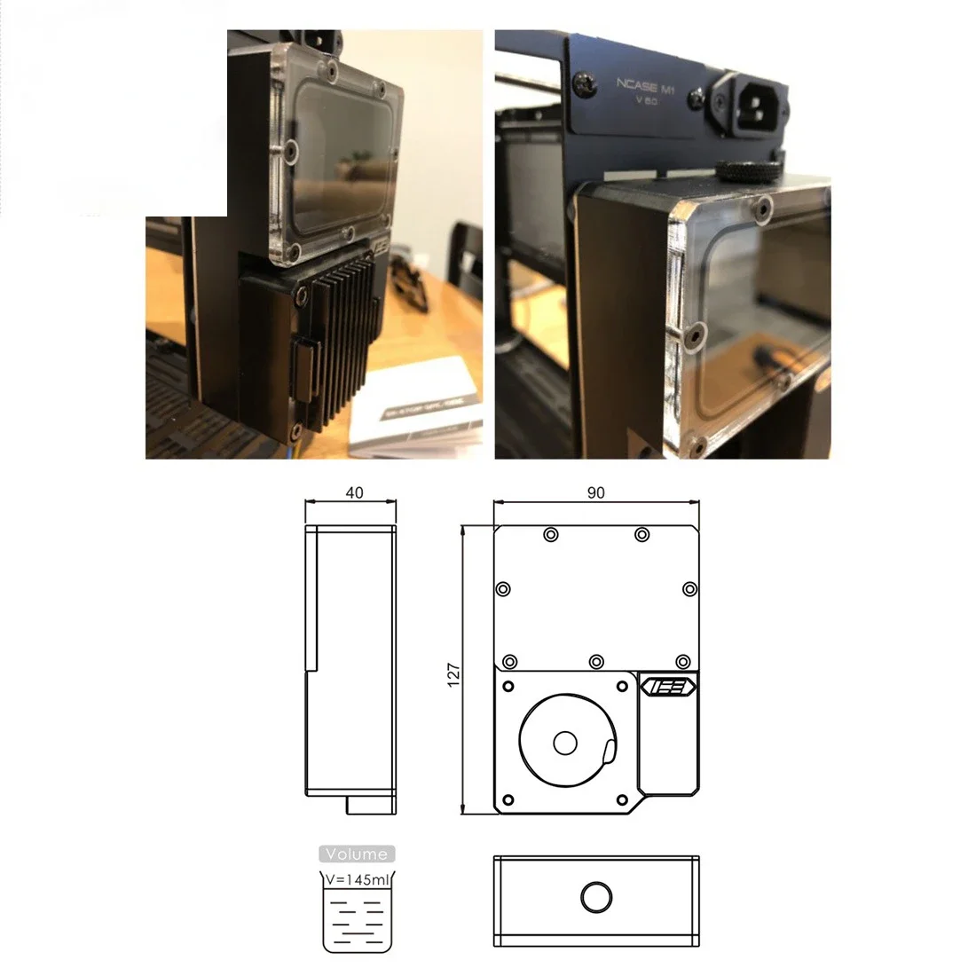 สําหรับ Ncase Iceman Cooler DDC Combo Res Ncase อ่างเก็บน้ําถังน้ําพร้อมปั๊มน้ําสําหรับ Ncase Chasis M1 V4 V5 V6 - สีดํา