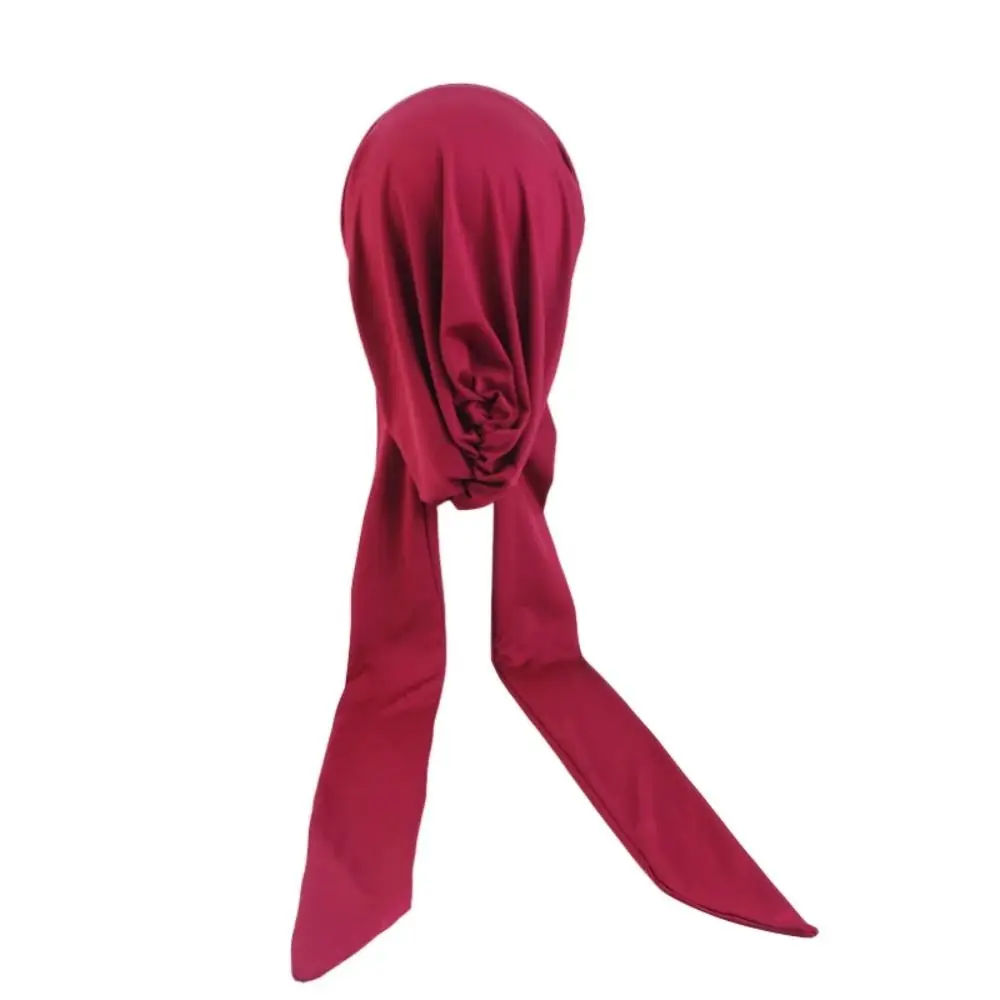 Hijab muçulmano de estilo étnico para mulheres, boné de quimioterapia contra câncer, lenço com fita, elástico, pré-amarrado, durmo, capa de cabelo, lenço