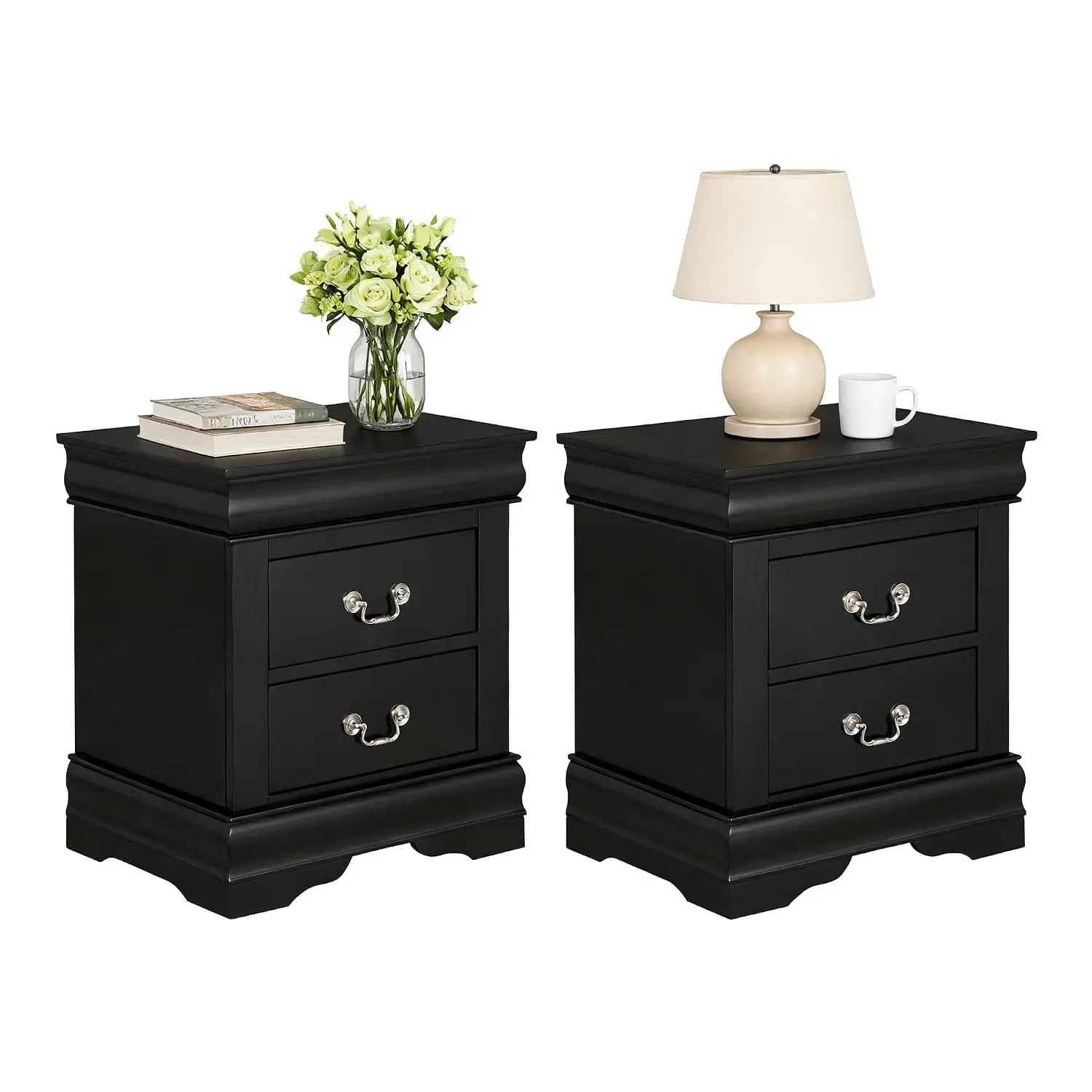 Solid Wood Nightstand Set of 2 with 2 Drawers 22 Inch Farmhouse Bedside Side Table for Bedroom Living Room, Customized