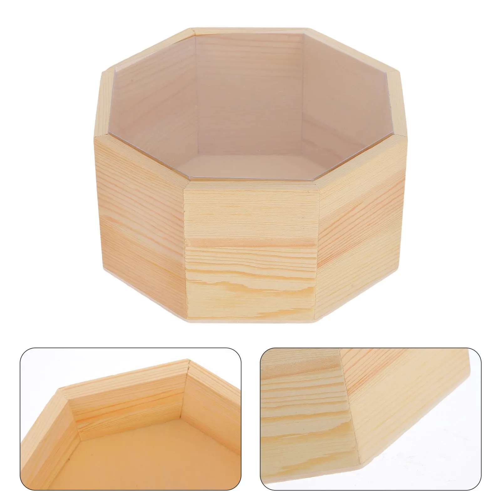 

Retro Wooden Storage Box with Clear Acrylic Window for Jewelry Display Sundries Organization Gift Wrapping Decorative Household