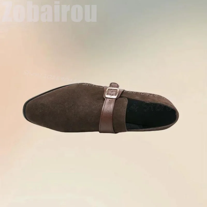 

Black Brown Buckle Decor Low Top Flock Loafers Fashion Slip On Men Shoes Luxurious Handmade Party Feast Banquet Men Casual Shoes