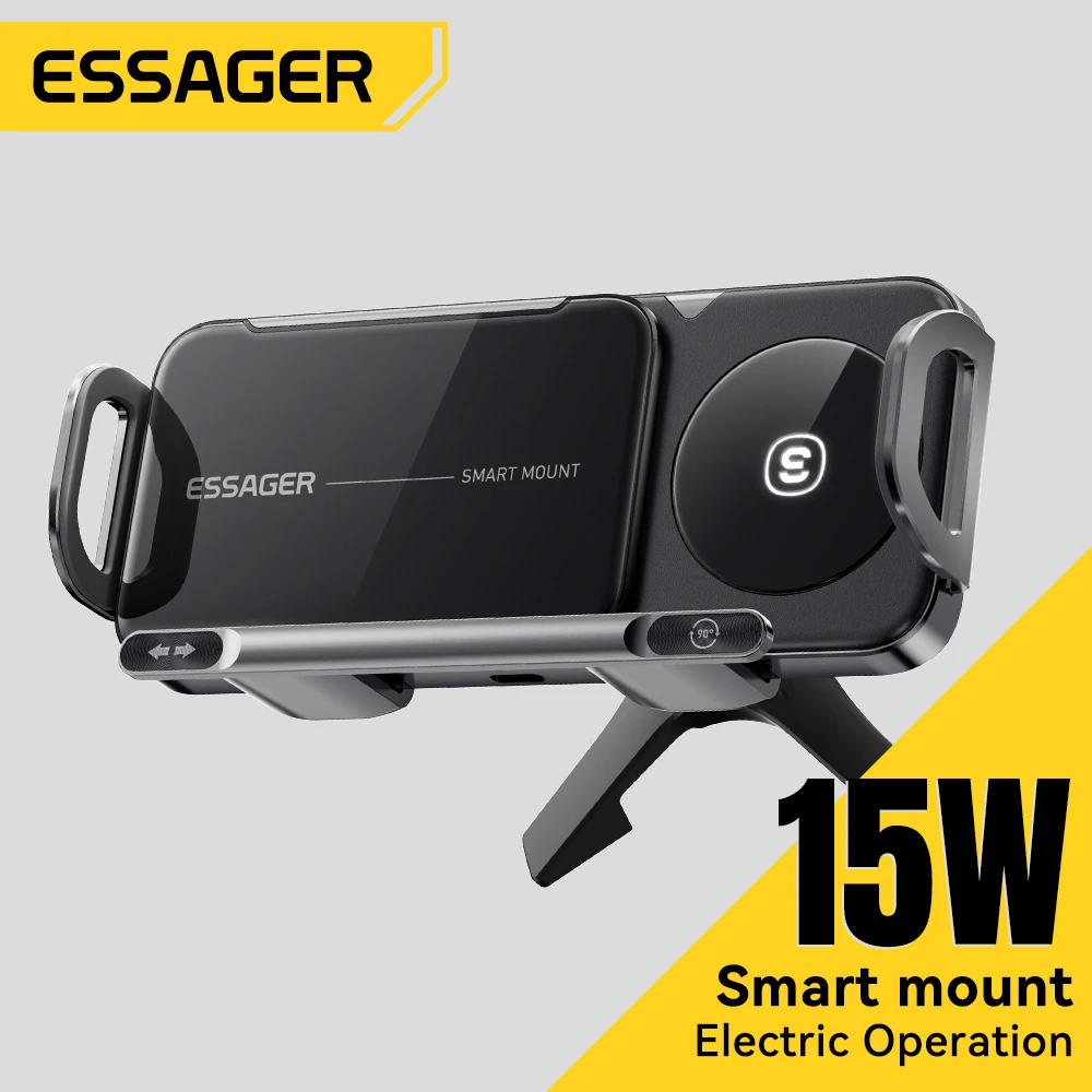 Essager Car Wireless Charger Touch Rotation Car Phone Holder Mount 15W Fast Car Wireless Charging Stand for iPhone 16 15 Huawei 