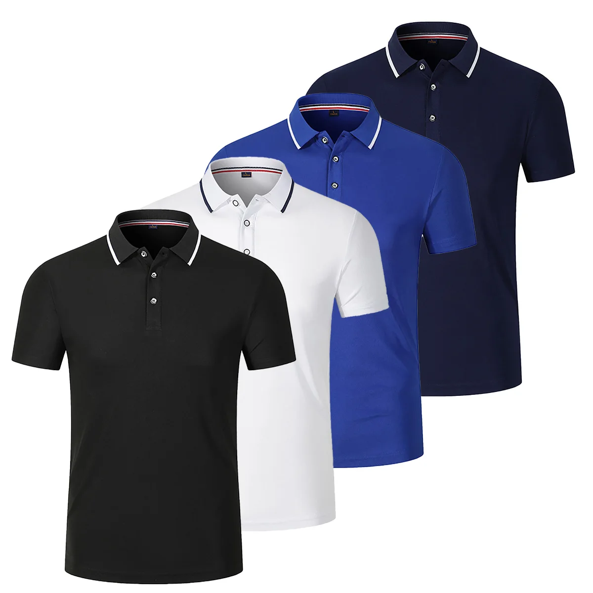 Men's Solid Color POLO Short Sleeved Round Neck Team Work Clothes 4 Pieces in a Group Colors Can be Freely Matched CSJD