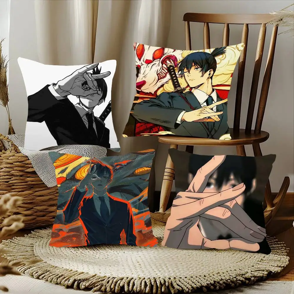 Hayakawa Aki Anime C-Chainsaw M-Man Pillow Case Fashion Square Pillowcase Bedroom Sofa Room Ins Decoration Leisure