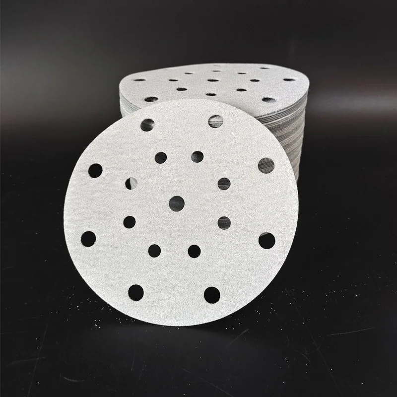 

6 Inch 17 Hole Dry Sandpaper 150mm Car Putty Polishing Round Self-adhesive Flocking Back Velvet Sheet