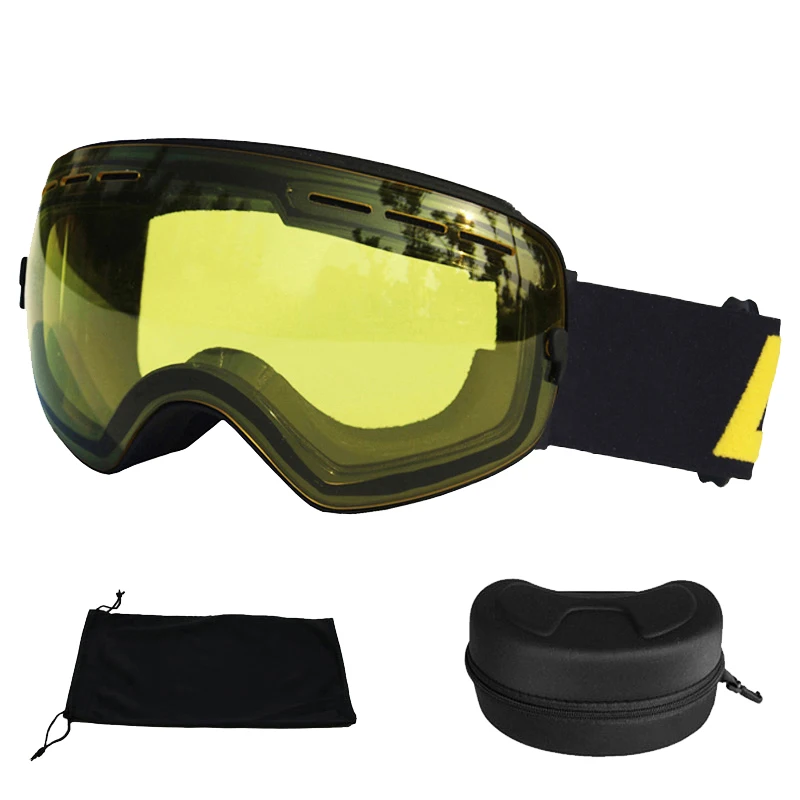 LOCLE Ski Goggles Double Layers UV400 Anti-fog Big Ski Mask Glasses Skiing Snow Men Women Snowboard Goggles