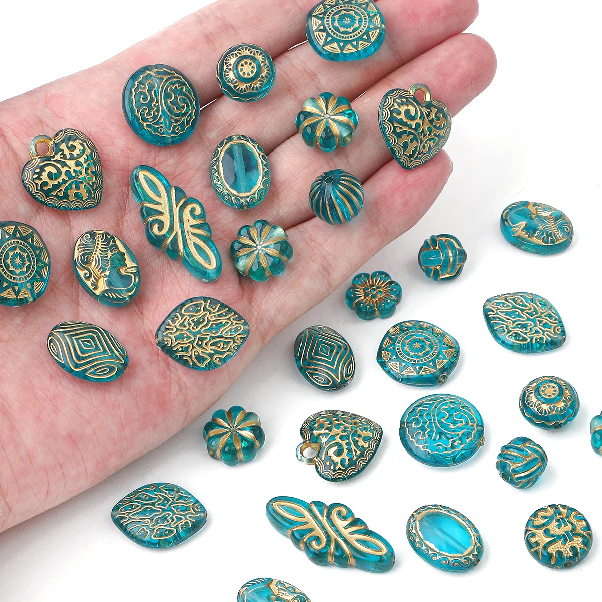 15-80pcs Acrylic Turquoise Baroque Loose Spacer Beads For DIY Earrings Bracelet Necklace Jewelry Making