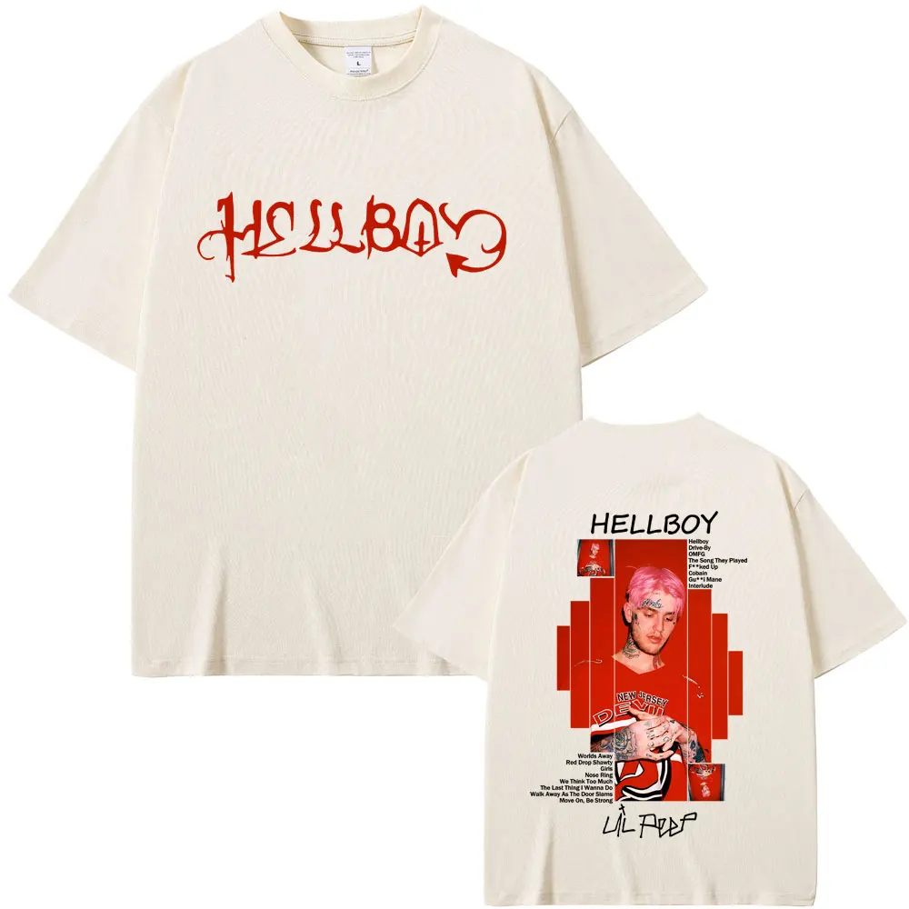 Rapper Lil Peep Hellboy Album Graphic T Shirt Men Women Hip Hop Fashion Oversized Short Sleeve T Shirts Men's Cotton T-shirts