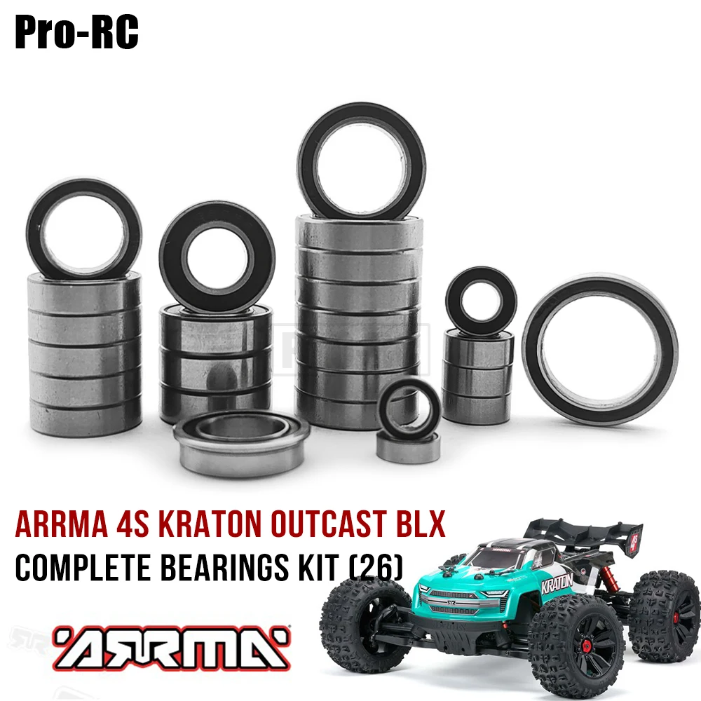 26-Pcs Complete Ball Bearings Kit For Arrma 1/10 Kraton Outcast 4x4 4S BLX V1 & V2 Rc Truck Car RTR