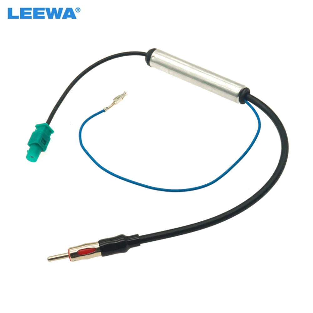 LEEWA Car Radio Antenna Adapter With Booster for VW/Audi/BMW Male Connector Wire Cable Installation
