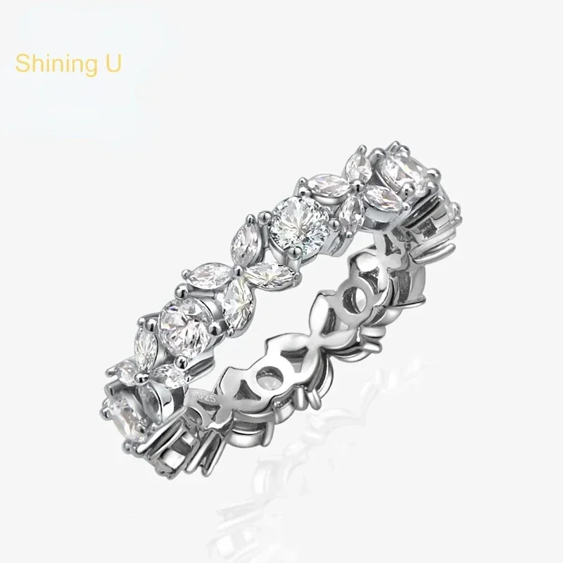 

Shining U S925 Silver High Carbon Diamond Gems Ring for Women Fine Jewelry Wedding