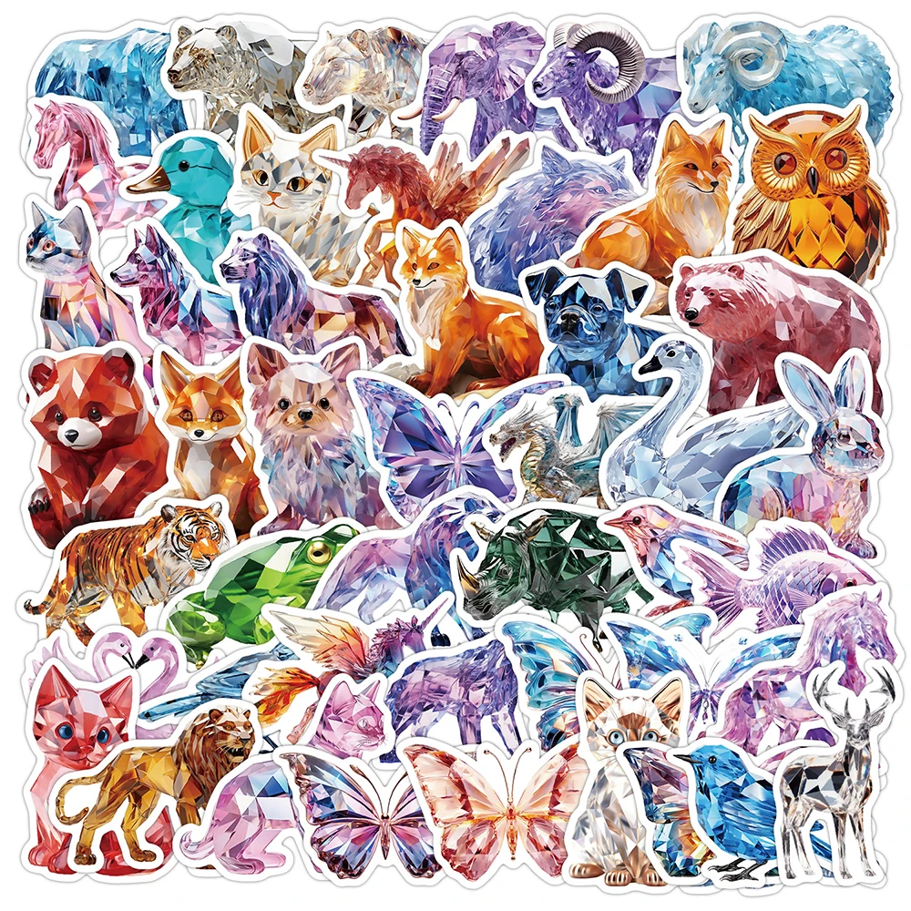 10/30/50pcs Cute Funny Cartoon 3D Crystal Animal Stickers Colorful Aesthetic Decals DIY Luggage Phone Helmet Waterproof Sticker