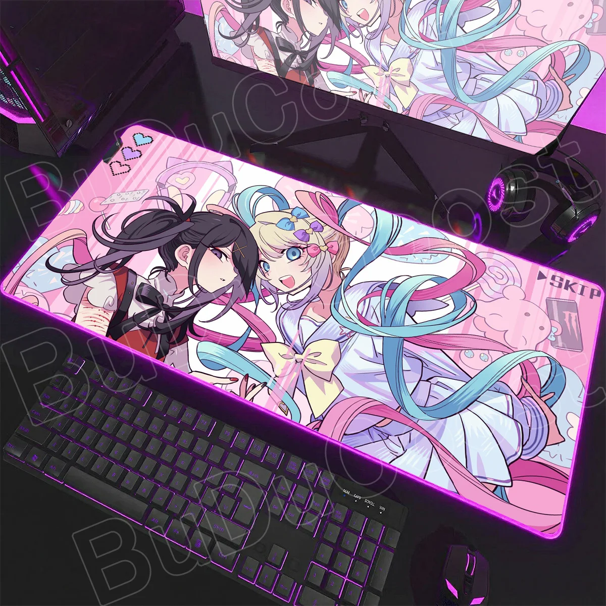 

Large Computer With Backlit Table Mat Kawaii Anime Rain Keyboard New RGB Non-slip Mouse Pad Needy Girls Overdose Lumines Playmat
