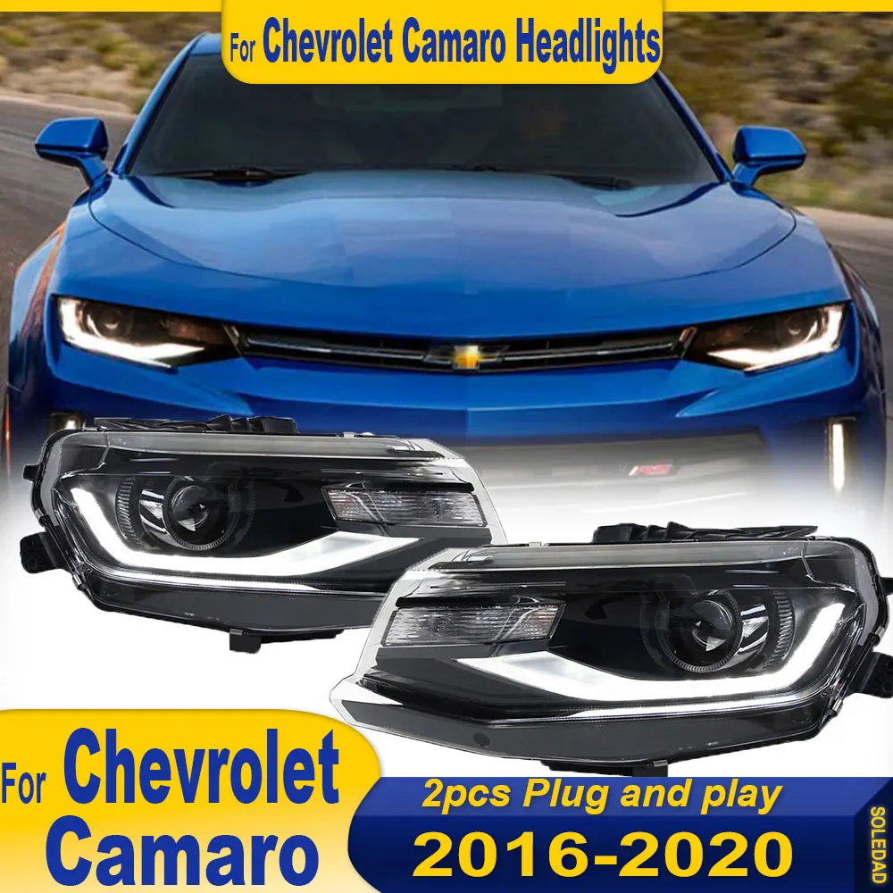 

Full LED Headlamp For Chevrolet Camaro 2016-2020 Headlights Camaro DRL Turn Signal High Beam Angel Eye Projector Lens Assembly