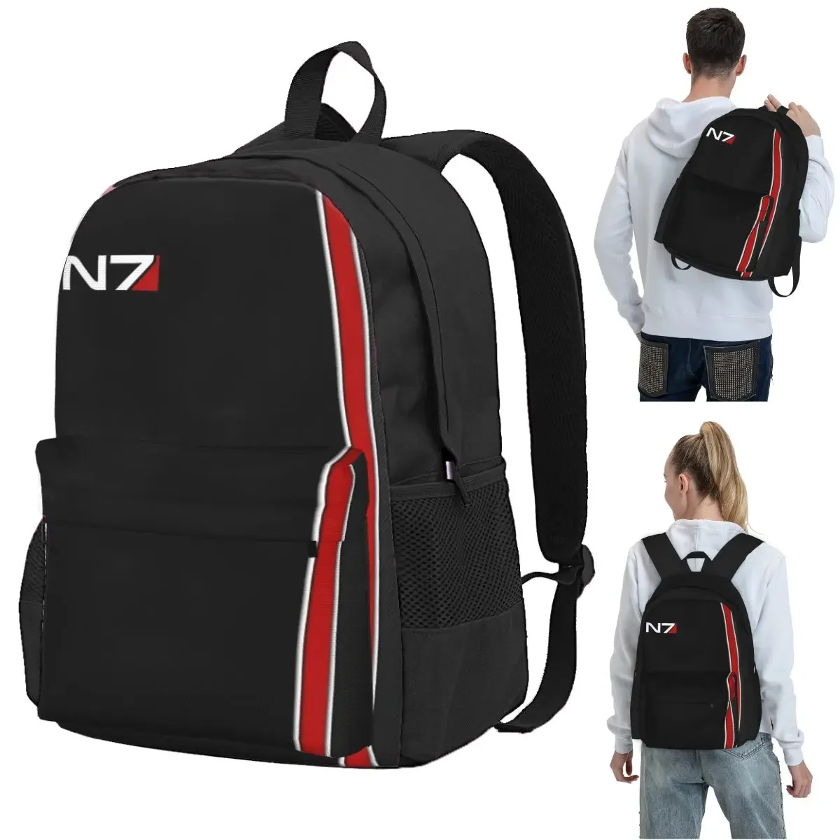 N7 Mass Effect Emblem Backpack Student BookBag Kids School Bag Computer Shoulder Bags for Boys Girls