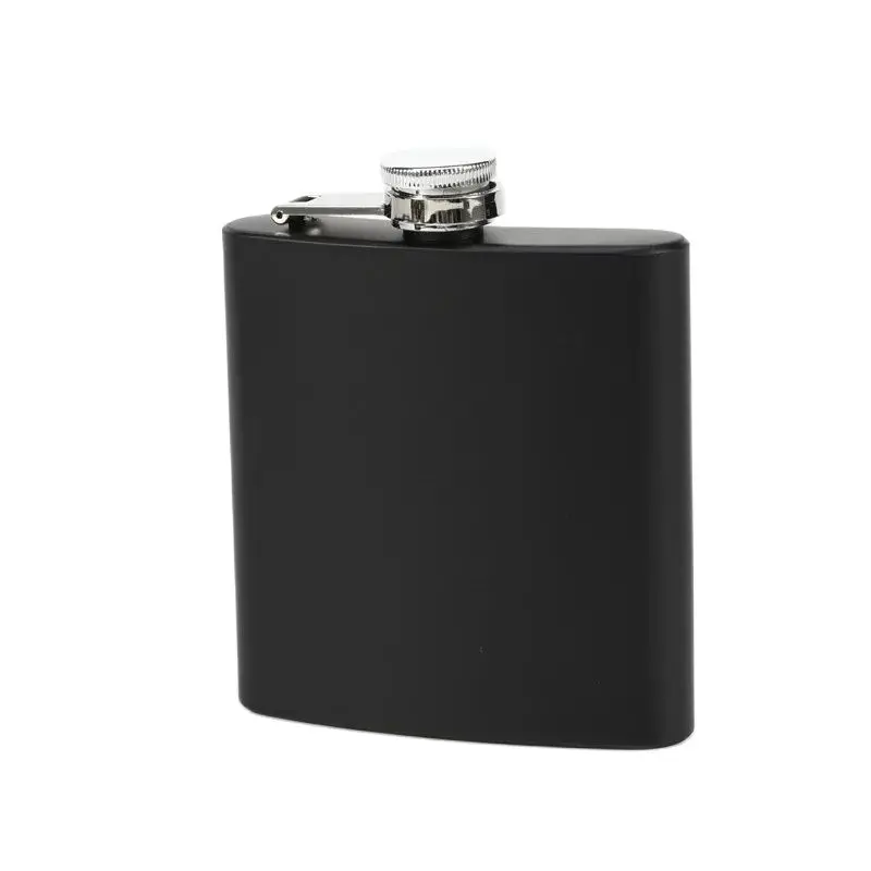 Steel Mini Hip Flask Black Paint Square Pocket Russia Flagon Black Whisky Bottle 6oz 7oz 8oz