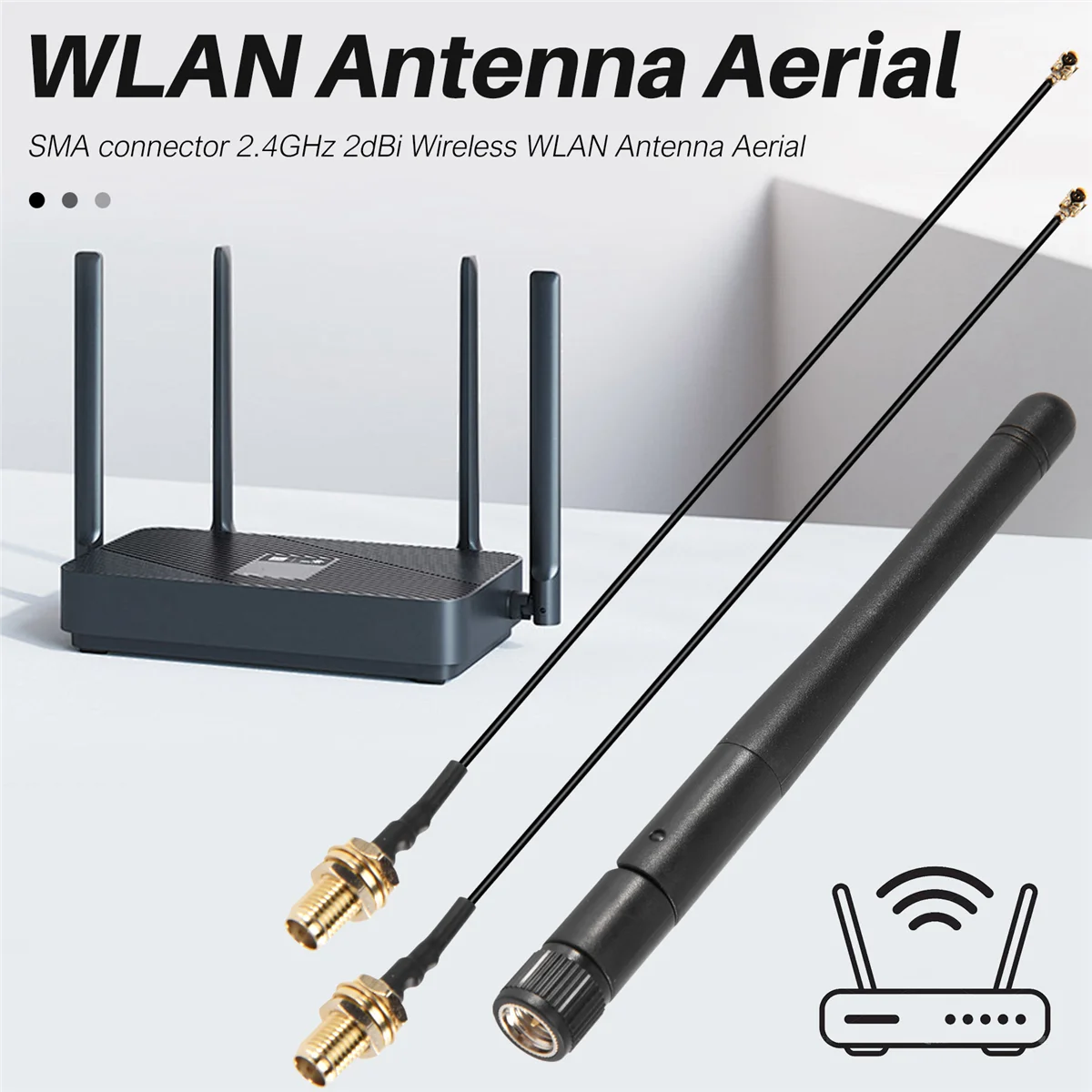 2PCS/Lot 2.4GHz 3DBi WiFi 2.4G Antenna Aerial RP-SMA Male Wireless Router+PCI U.FL IPX to RP SMA Male Pigtail Cable