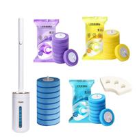 Toilet Brush Set Silicone Replaceable Wall mounted Flat Brush Head Flexible Soft Bristles Set Pleasant Fragrance For Bathroom