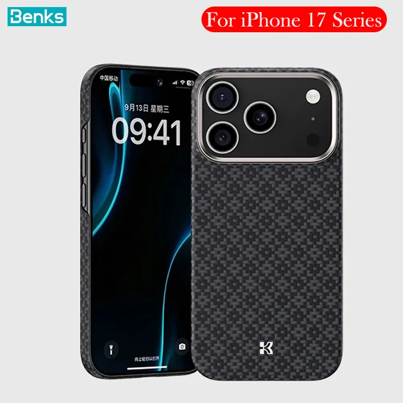 

Benks Carbon Fibre Case For iPhone 17 Pro Max Kevlar Wireless Charging Back Cover Case for iPhone 17 Pro