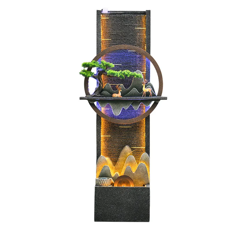 New Chinese-style water curtain wall fountain, living room entrance rockery, circulating water lucky landing opening gift