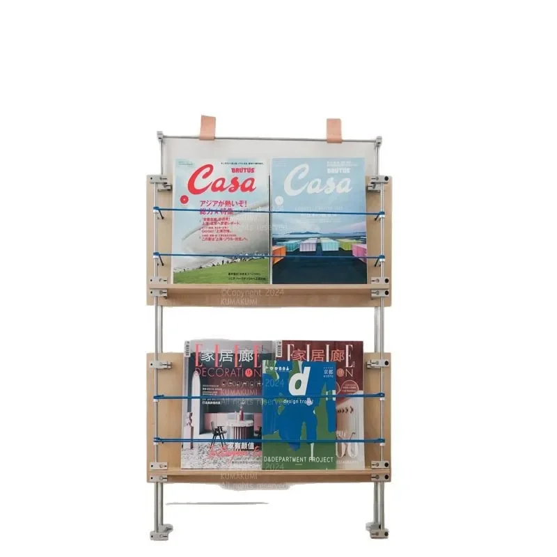 Simple and modern entrance small shoe rack optical axis stainless steel solid rod birch magazine