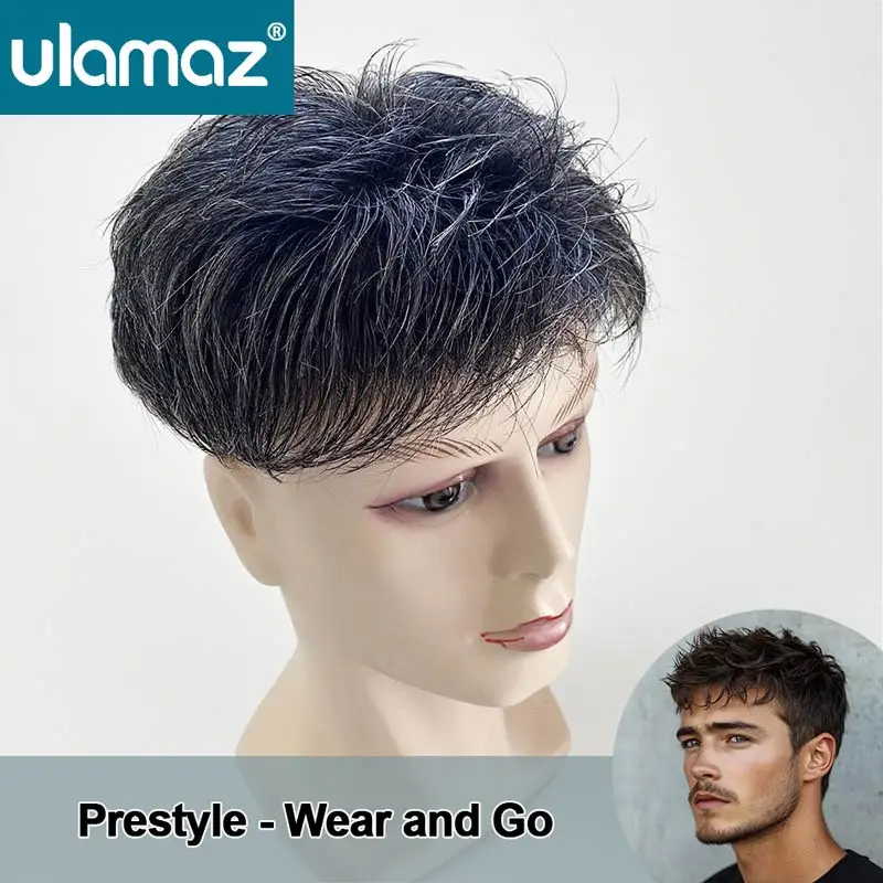 

Prestyle Hair Man Wig Knotted Skin Toupee Hair Men Capillary Male Hair Prosthesis Natural Human Hair Wigs Haircut Wigs For Men