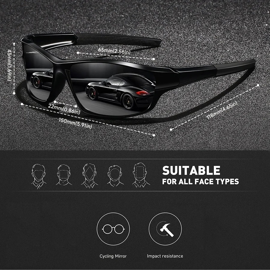4 SZT. Modne Okulary Vintage Do Wędkarstwa, Jazdy na Rowerze, Sportowe Okulary Przeciwsłoneczne Męskie Damskie Do Biegania, Wspinaczki Górskiej, Sportowe Okulary Przeciwsłoneczne Męskie — zdjęcie 7