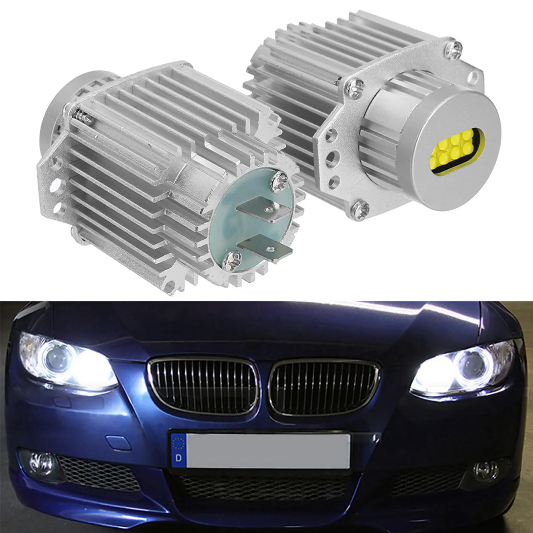 4Pcs Angel Eyes Canbus 80W LED Headlight Marker Light Bulbs Error Free For -BMW E90 E91 3 Series 2005-2008 Super White