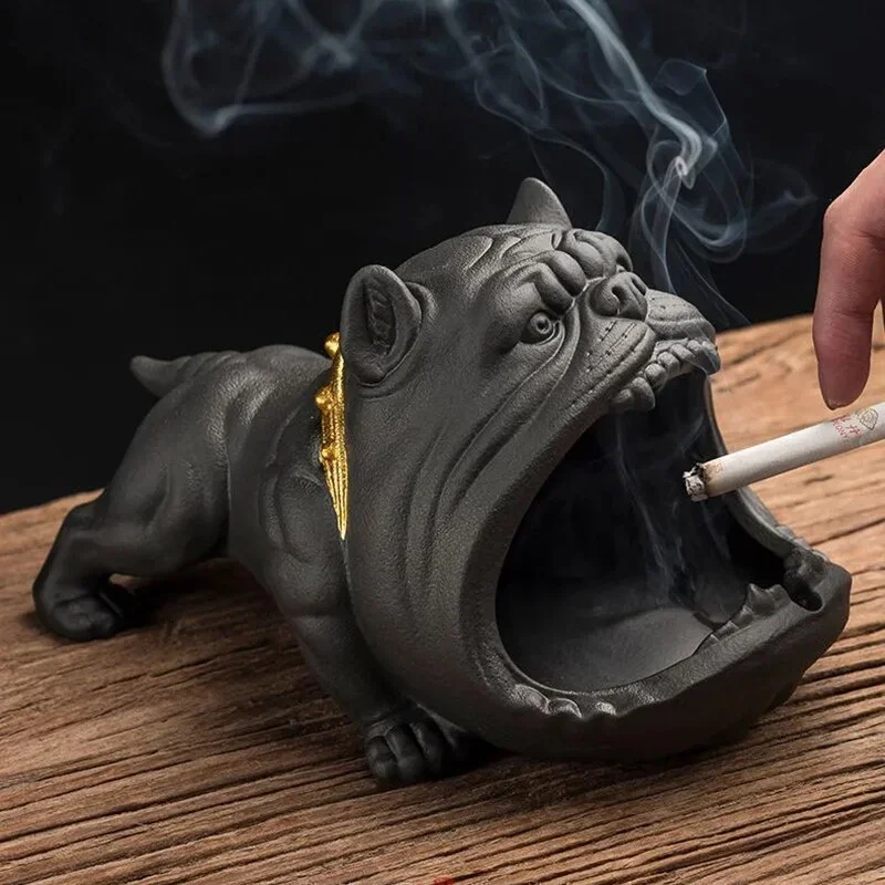 Creative Ceramic Dog Shape Office Ashtrays Smoking Ash Tray Cigarette Holder Desktop Storage Organizer Office Home Ornament Gift