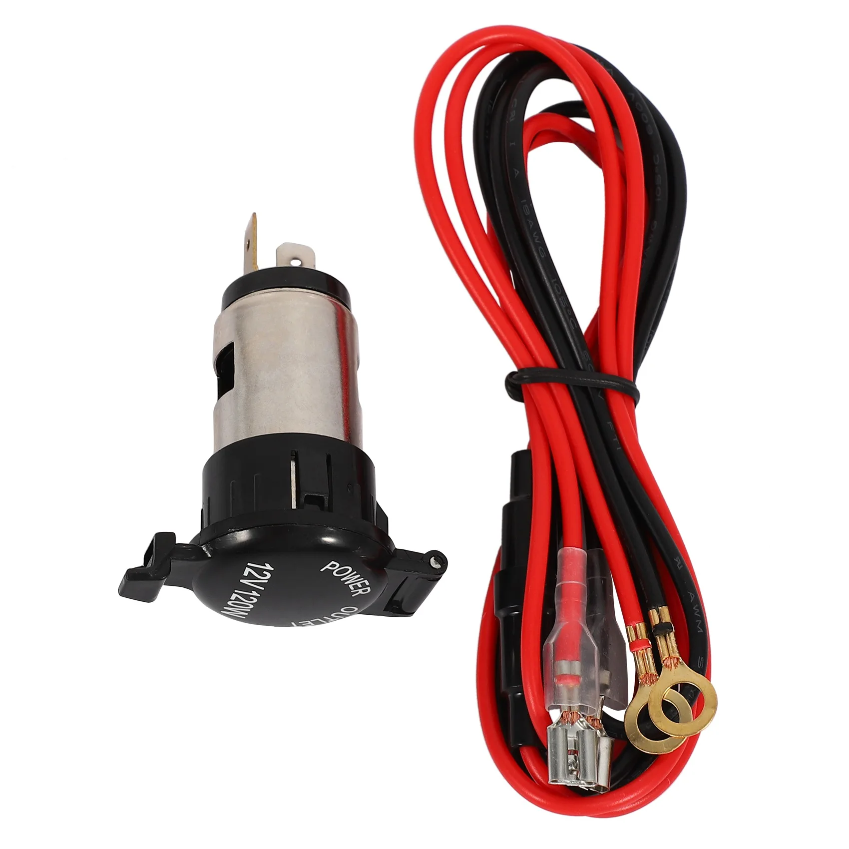 Universal 12V-24V 120W Waterproof Car Female Lighter Power Socket Outlet Adapter Plug with Closing Cap,Wiring Connection Kit