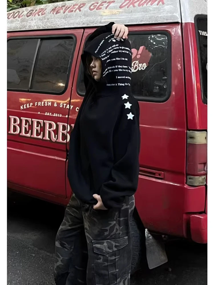 سترة بقلنسوة مطرزة من American High Street للرجال كبيرة الحجم وثقيلة الوزن كاجوال متعددة الاستخدامات للأزواج في موسم الخريف ملابس الشارع