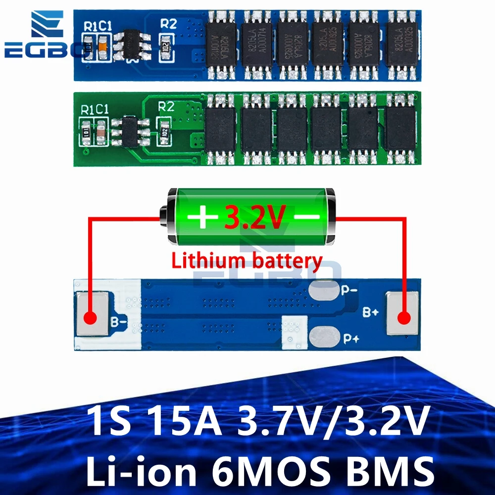 1~20PCS EGBO 1S 15A 3.7V/3.2V  Li-ion 6MOS BMS PCM Battery Protection Board PCM for 18650 Lithium Lion Battery